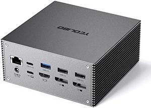 USB C Docking Station,Type-C Laptop to Single 5K/Triple 4K Extended Display for MacBook&Thunderbolt3 Windows (7 USB, 4K@60Hz DP, HDMI, LAN, 3.5mm Audio&Mic, SD&TF Card Reader, 60W PD) Grey