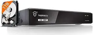 TIGERSECU Super HD 1080P 4-Channel Hybrid 4-in-1 DVR Security Recorder with 1TB Hard Drive, for 2MP TVI/AHD/CVI/Analog Cameras (Cameras Not Included)