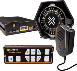 LAMPHUS ThunderWave 100W Emergency Police Siren Speaker Kit [Remote Control][2x15A Aux Light Switch][Hands-Free Air Horn][Radio Broadcast] 12V Warning PA System for Emergency Vehicle Pickup Truck UTV