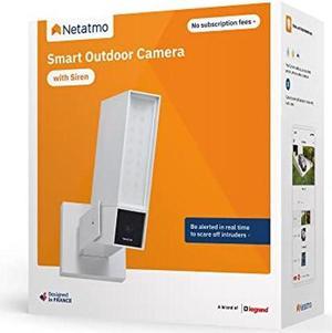 Netatmo Smart Outdoor Security Camera with 105-dB Siren & WiFi | Sends Alerts to Your Smartphone | Floodlight & Movement Detection | Night Vision | Security Without Monthly Fees (White)