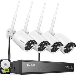 SANNCE 10CH 5MP Wireless NVR Security Camera System with 1TB HDD 4Pcs 5MP Outdoor Indoor WiFi Cameras 100ft Night Vision H.264+ Motion Alert AI Human Detection Waterproof Work with Alexa