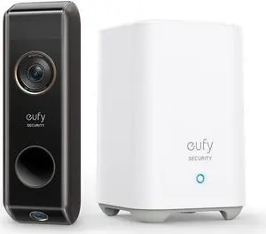 eufy security Video Doorbell Dual Camera (Battery-Powered) with HomeBase, Wireless Doorbell Camera, Dual Motion and Package Detection, 2K HD, Family Recognition, No Monthly Fee, 16GB Local Storage
