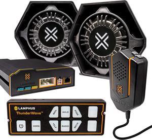 LAMPHUS ThunderWave 200W Emergency Police Siren Kit [Remote Controller][2x15A Switches][Hands-Free Air Horn][3.5mm Input][Radio Rebroadcast] Warning PA System for Emergency Vehicles Trucks UTV POV
