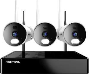 Night Owl 10 Channel Bluetooth Video Home Security Camera System with (3) Wi-Fi IP 4K HD Indoor/Outdoor Spotlight Cameras 2-Way Audio & 1TB Hard Drive (Expandable up to Cameras), BTWN81L-2-3-B
