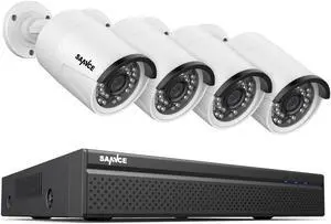 SANNCE 8CH 4K PoE CCTV System with 4 * 3MP Outdoor Security IP Camera, Audio Recording, Metal Casing, P2P, Motion Alert and Screenshot, NO HDD