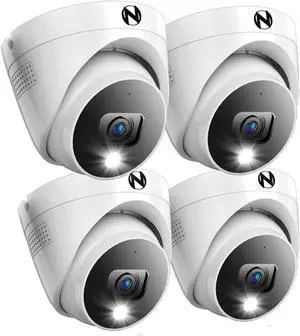 Night Owl Add On Wired 2K HD Indoor/Outdoor Deterrence Dome Cameras with 2-Way Audio (4 Pack)