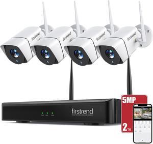 Wireless Security Camera System,Firstrend 5MP Security System Wireless with 4 CCTV Cameras Ultra HD Two Way Audio 8CH NVR 2TB Hard Drive Night Vision Motion Alarm Free APP for Home Indoor Outdoor