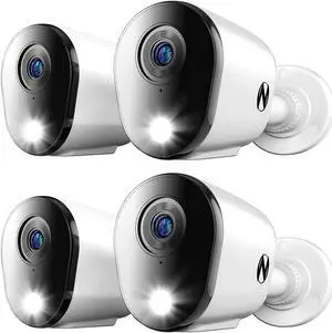 Night Owl Add On Wired 4K HD Indoor/Outdoor Deterrence Cameras with 2-Way Audio (4-Pack) (Requires Compatible DVR - Sold Separately) (4 Camera)