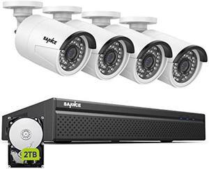 SANNCE 4K POE CCTV Home Security Camera System 8CH POE NVR Recorder with 2TB Hard Drive, 4X 5MP Outdoor Metal IP Cam 5MP Resolution, Power Over Ethernet, Easy Mobile Access with APP Alert