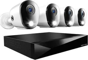 Night Owl 2-Way Audio 12 Channel DVR Video Home Security Camera System with (4) Wired 2K HD Indoor/Outdoor Deterrence Cameras and 1TB Hard Drive (Add up to 4 More Wired and 4 Wi-Fi Cameras)
