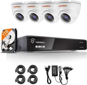 TIGERSECU 1080P 8-Channel 4 Dome Cameras DVR Security Bundle with 1TB HDD