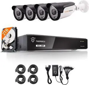 TIGERSECU 1080P 8-Channel 4-Camera DVR Security Bundle with 2TB HDD
