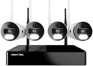 Night Owl Sp, Llc Night Owl 10 Channel Bluetooth Video Home Security Camera System with (4) Wi-Fi IP 4K HD Indoor/Outdoor Spotlight Cameras 2-Way Audio and 1TB Hard Drive, BTWN8-4L1