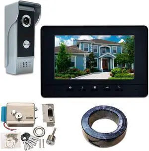 AMOCAM Video Intercom System,7 Inches Monitor Wired Video Door Phone Kits + Electronic Door Lock + 150FT RVV4 Wire for Video Doorbell System