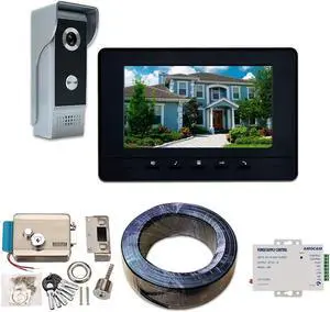 AMOCAM Video Intercom System and Electric Electronic Door Lock and K80 12V Power Supply Control and 150FT Wire/Cable