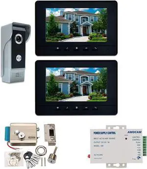 AMOCAM Apartment Video Intercom System and Electric Control Door Lock and 12V Power Supply Control for Home Villa Apartment
