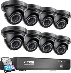 ZOSI 8 Channel 8MP 4K PoE Home Security Camera System Outdoor, 8 x Wired 5MP(3K) Dome PoE IP Cameras, 8CH PoE NVR (16CH Expandable) with 2TB HDD for 24/7 Recording, Motion Detection, Remote Control