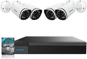 Brillcam PoE Security Camera System, 8CH 5MP NVR, Complete Surveillance Systems, Home Security Camera System, Wired Security Camera System, with 2TB HDD, 4Pcs 5MP PoE Cameras, Motion Detection