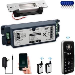 Olideauto Front Door WIFI Smart Fingerprint Electronic Card ReadersKit,Wireless Access Control Locking Kit for Home Office Door,with Wireless Fingerprint Access Keypad+Electric Strike+Wireless FoB Key