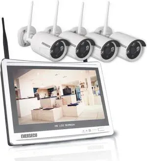 [8CH Expandable] 2K 3MP Home Security Cameras System with 12 Inch Monitor & NVR Combo Surveillance Kits, 8 Channel Cameras CCTV System with 4Pcs Wireless Video 3.0MP IP Cameras,Free APP(No HDD)