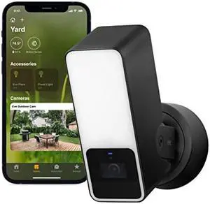Eve Outdoor Cam - Secure floodlight Camera, Maximum Security & Privacy (HomeKit Secure Video), 1080p, Night Vision, Wi-Fi (2.4 GHz), Motion Sensor, Two-Way Communication, People/pet/Vehicle Detection