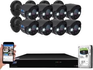 GW Security 2-Way Audio Floodlight 5.0 Megapixel PoE Security Camera System, 8 Channel 4K NVR with 8 x 5MP Full-time Color Night Vision IP Camera, Thermal PIR Heat & Motion Sensing, Two Way Talk