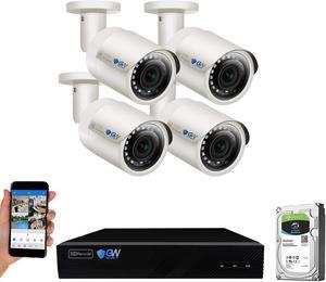 GW Security 8 Channel 4K NVR 5MP POE Audio & Video Security Camera System - Four 5MP 1920P AI Human & Vehicle Detection Weatherproof Bullet Cameras, Built in Microphone, Quick QR Code Easy Setup