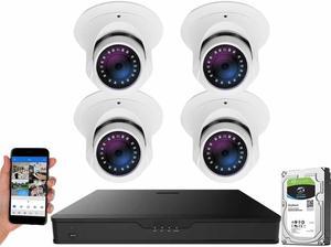 GW Security Cameras System 8CH (3840x2160) HD-TVI 4K CCTV DVR with 4 Weatherproof 3840TVL 8MP 100ft Night Vision UltraHD 4K Outdoor/Indoor Surveillance Dome Cameras, App & Email Alert with Snapshot
