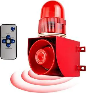 Y DIANS S Motion Sensor Alarm 120dB Horn Adjustable Volume Tones Waterproof LED Strobe Light Sirens Motion Detector Alarm System for Home Factories, Warehouses and Docks Security AC110-120 V SLA-01W