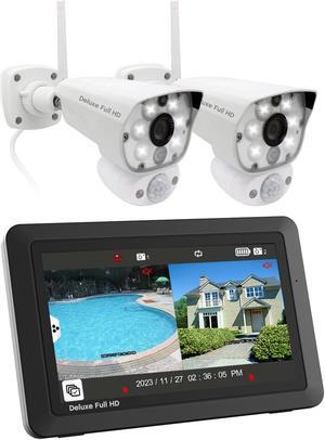 CasaCam VS5002 Wireless Security Camera System with 1080p Floodlight Cameras and 7" Touchscreen Monitor, Two-Way Audio, Free APP, 32GB SD Card and Battery Installed (1080p Deluxe FHD Camera)
