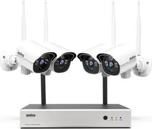 JouSecu 1080P Security Camera System Wireless, Plug and Play 8CH Video Surveillance NVR Kit with 4pcs HD Bullet IP Camera for Home/Store/Office, Night Vision Waterproof, No Hard Drive