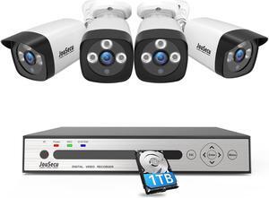 JouSecu 8CH Wired Security Camera System with 1TB Hard Drive, Upgrade 2MP CCTV DVR 8 Channel and 4 x 1080P Surveillance Bullet Cameras Outdoor Indoor with Night Vision, Weatherproof