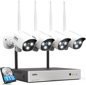 JouSecu 5MP Wireless Security Camera System with Color Night Vision, 8CH WiFi Home Surveillance NVR Kits, 4Pcs 5MP Outdoor Indoor WiFi CCTV Cameras, Human Motion Detection, Remote Access, 1TB HDD