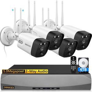(120 Days Storage & 5.0MP PIR Detection) 2-Way Audio Dual Antennas Outdoor Security Camera System Wireless WiFi Home Security System 3K 5.0MP Video Surveillance with 4TB