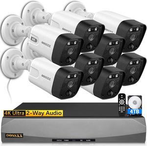 (4K/8.0 Megapixel & 130deg Ultra Wide-Angle) 2-Way Audio PoE Outdoor Home Security Camera System, 8 Wired Outdoor Video Surveillance IP Cameras System 4TB