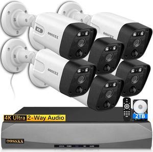 OOSSXX (4K/8.0 Megapixel & 130deg Ultra Wide-Angle) 2-Way Audio PoE Outdoor Home Security Camera System Wired Outdoor Video Surveillance IP Cameras System