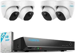REOLINK Smart 5MP 8CH Home Security Camera System, 4pcs Wired 5MP PoE IP Cameras Outdoor with Person Vehicle Detection, 4K 8CH NVR with 2TB HDD for 24-7 Recording, RLK8-520D4-5MP