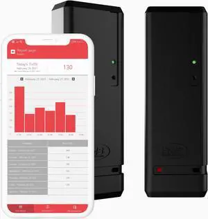 Pearl People Counter: Fully Wireless 2.4ghz Wi-Fi Visitor Counter/Patron Counter/Door Counter/Retail Customer Traffic Counter - in & Out Detection - Standard AA Batteries - iOS & Android App (Black)
