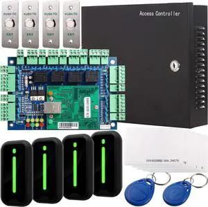 UHPPOTE Wiegand 26 bits Network RFID Access Control Board Kit Metal AC110V Power Box for 4 Doors