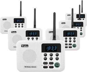 Wuloo Intercoms Wireless for Home 1 Mile Range 22 Channel 100 Digital Code Display Screen, Wireless Intercom System for Home House Business Office, Room to Room Intercom Communication (6 Packs, White)