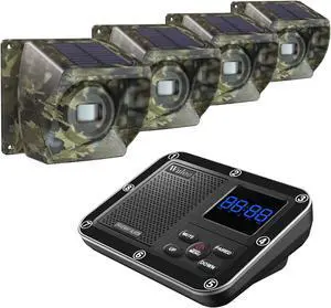 Solar Driveway Alarm Wireless Outside 1800ft Range, Outdoor Motion Sensor & Detector Driveway Alert System with Rechargeable Battery/Weatherproof/Mute Mode (1&4-Camouflage)