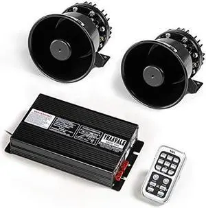 YHAAVALE Car Police Siren,Car Signal Division PA System,DV12V,400W,940 Amplifier Control Box with 2pcs Metal Black Round Cone Speaker,Car Electronic Emergency PA System