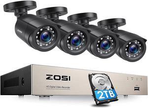 ZOSI 8CH 1080P Home Security Cameras System with 2TB Hard Drive,H.265+ 8 Channel 5MP Lite CCTV DVR and (4) x1080P Indoor Outdoor Surveillance Cameras with Night Vision, Motion Alert,Remote Access