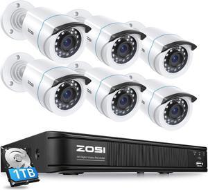 ZOSI 3K Lite Home Security Camera System with AI Human Vehicle Detection, 8CH DVR Recorder and 6 x 1080p Wired CCTV Bullet Cameras Outdoor Indoor, 80ft Night Vision, Remote Access (1TB Hard Drive)