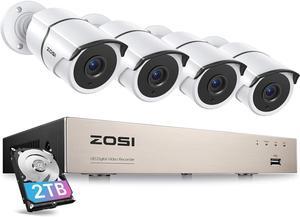 ZOSI 3K Lite Home Security Camera System with Audio,AI Human/Vehicle Detection,Night Vision,8 Channel H.265+ CCTV DVR with 1TB HDD,4pcs 1920TVL Indoor Outdoor Surveillance Cameras,for 24/7 Recording