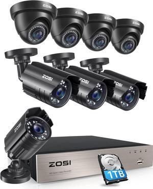 ZOSI 5MP Lite Home Security Camera System with 1TB Hard Drive,8CH H.265+ CCTV DVR,8pcs 1080P 1920TVL Weatherproof Surveillance Cameras,80ft Night Vision,Motion Alert,Remote Access for 24/7 Recording