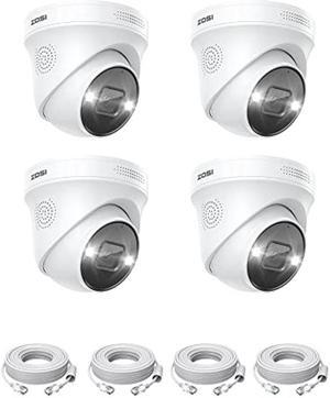 ZOSI 4PK 4K PoE Add On Camera with Ethernet Cables,8MP Weatherproof Outdoor Indoor Dome Security Camera with Person/Vehicle Detection,Night Vision,2 Way Audio,Only Compatible with ZOSI 4K POE NVR