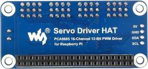 waveshare Servo Driver Hat for Raspberry Pi 3B+ 3B 2B Zero WH Zero W Zero 16 Channel PWM Outputs 12 Bit Resolution I2C Interface