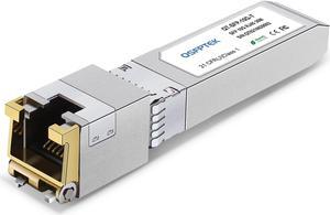 QSFPTEK 10GBase-T SFP+ to RJ45, 10G Copper Module, 10Gbe T Mini Gbic 10 Gigabit Ethernet SFP Transceiver for Arista SFP-10GE-T, Ubiquiti, Mikrotik, Netgear, up to 100ft/30M