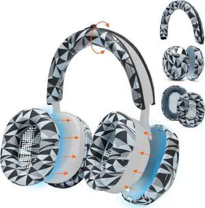 WC SweatZ and ShellZ Protective Covers Bundle for Sony WH1000XM5 Headphones by Wicked Cushions | Geo Grey